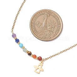 Подвеска с круглыми бусинами из натурального драгоценного камня чакра NJEW-JN05531-02