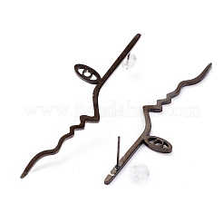 ユニセックスファッションステンレススチールスタッドピアス  耳ナッツ  人間の顔  電気泳動黒  58.5x15mm  ピン：0.7mm&nbsp;EJEW-H106-03EB