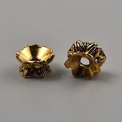 チベット風合金ビーズキャップ  花  アンティーク黄金  9x9.5x7x5mm  穴：2.5mm  内径：7mmと7.5mm&nbsp;FIND-WH0291-09B-AG