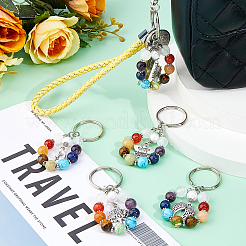 5 шт. брелок с подвеской из 7 драгоценных камней чакры с тибетским стилем из сплава KEYC-FH00032