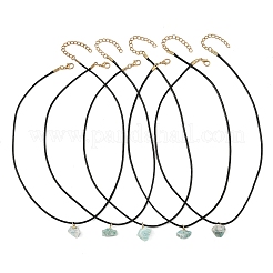 Collier avec pendentif en amazonite brute naturelle et cordon ciré noir&nbsp;NJEW-JN06582-02