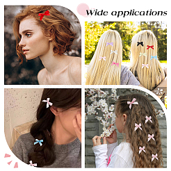 64 шт. 8-х цветные заколки для волос из полиэстера с бантом из кожи аллигатора AJEW-CP0008-36