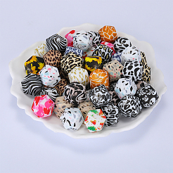 Cuentas de silicona estampadas con estampado de colores&nbsp;SI-JX0022A-17
