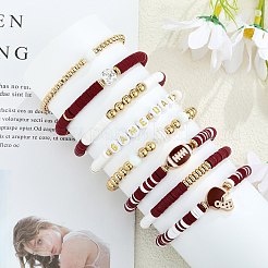 1 ensemble de bracelets extensibles en perles heishi en argile polymère faits à la main&nbsp;BJEW-SZ0002-67B-02