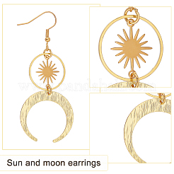 1 пара серег-подвесок в форме солнца и луны из латуни&nbsp;EJEW-AN0001-33