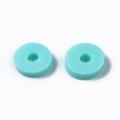 手作り樹脂粘土ビーズ  ジュエリー工芸用品のDIY用  ディスク/フラットラウンド  ヒシビーズ  アクアマリン  6x1mm  穴：2mm  約23500個/1000g&nbsp;CLAY-Q251-6.0mm-B20