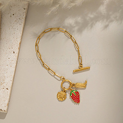 Pulseras con dije de concha de fresa en acero inoxidable 304 esmaltado&nbsp;VA6795