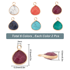 12 Stück 6 Farben natürlicher weißer Jade-Edelsteinanhänger&nbsp;G-SC0002-08A
