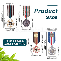 4 шт. 4 стиля звезда и тигр и корона и якорь ретро британский стиль преппи сплав с железной подвеской на лацкан FIND-GA0002-78