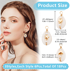 18 шт. подвеска из натуральной ракушки каури в 3 стилях PALLOY-GO00044