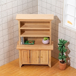 木製 3ドア 縦型キャビネット ホームデコレーション 装飾品  マイクロランドスケープドールハウスアクセサリー  小道具の装飾のふりをする  キャメル  147x96mm&nbsp;PW-WG50331-01