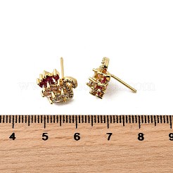 Серьги-гвоздики в форме лебедя из латуни с микропаве и кубическим цирконием&nbsp;KK-E084-42G