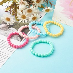 Детский браслет из непрозрачных акриловых бусин стрейч&nbsp;BJEW-JB06586