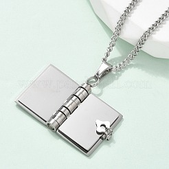 Ожерелья с подвеской в виде книги из нержавеющей стали 304 для женщин&nbsp;LS-NJEW-U037-01A-P