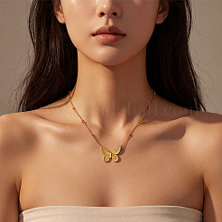 Collares colgantes de mariposa de acero inoxidable 304 para mujer&nbsp;WG3CA99-01