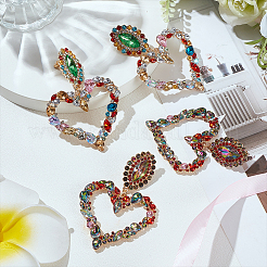 2 пара двухцветных сережек-гвоздиков в форме сердца со стразами EJEW-FI0001-13