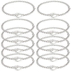 12шт. браслеты из витой цепи из нержавеющей стали 304&nbsp;BJEW-SC0001-61P