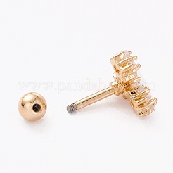 Orecchini cartilagine a bilanciere con micro pavé di zirconi cubici chiari in ottone&nbsp;AJEW-P017-15G