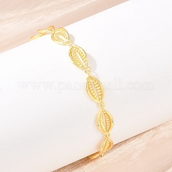 Armbänder aus Messing mit Gliederkette in Form einer Kaurimuschel für Damen&nbsp;BJEW-K248-07B-G