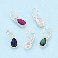 925 подвеска в форме капли из стерлингового серебра с инкрустацией кубическим цирконием.&nbsp;STER-T009-21S