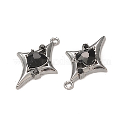 合金ガラスペンダント  スターのチャーム  ガンメタ色  ブラック  30.5x19.5x4.5mm  穴：1.8mm&nbsp;PALLOY-P291-09B-02