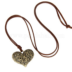Сплав полые цветы сердце кулон искусственная кожа шнур длинные ожерелья для женщин FS-WGBB05C-01