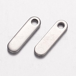変色しにくい201ステンレススチールチャーム  オーバル  ステンレス鋼色  12x3.5x1mm  穴：1.5mm&nbsp;STAS-G062-48