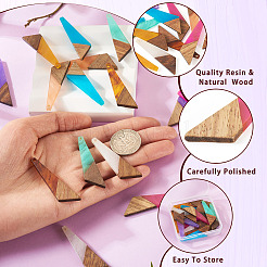 16шт 8 цвета подвески из смолы и дерева WOOD-TA0002-70