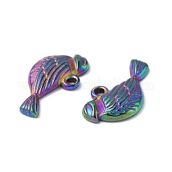 イオンプレーティング（IP）304ステンレススチールチャーム  鳥のチャーム  虹色  8.5x15.5x2mm  穴：1mm&nbsp;STAS-C066-01M