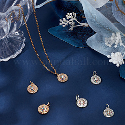 6 Stück 2 Farben Messing Micro Pave Zirkonia Anhänger&nbsp;ZIRC-BBC0003-68B