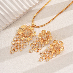 Комплект из серег и ожерелий с преувеличенным цветком из железа и горного хрусталя для женского банкета и свадьбы. DW3009