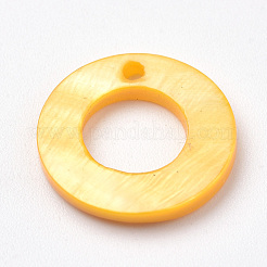 淡水シェルペンダント  染め  リング  ゴールド  15x2mm  穴：1mm&nbsp;SHEL-S269-36C