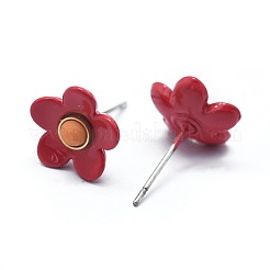 Латунные серьги-гвоздики&nbsp;EJEW-F236-01F