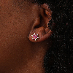 Серьги-гвоздики в форме снежинки из кубического циркония из латуни EG4192