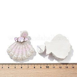 Серьги-гвоздики из стеклянных бусин в форме ракушки EJEW-S273-02