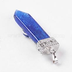 ウォーターメロンストーンガラスの大きなペンダント  合金パーツ  矢印  プラチナ  56~58x16x10mm  穴：5x7mm&nbsp;G-G718-A01