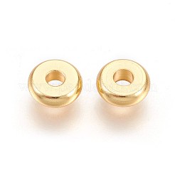 304ステンレススチールスペーサービーズ  フラットラウンド  24KGP本金メッキ  6x2mm  穴：1.8mm&nbsp;LS-STAS-E454-48G