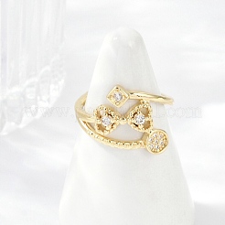 Латунные микро проложить манжеты кольца кубического циркония&nbsp;RJEW-S400-11G