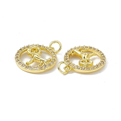 Echte 18 Karat vergoldete Messing Micro Pave klare Zirkonia Anhänger&nbsp;KK-E068-VB409-1