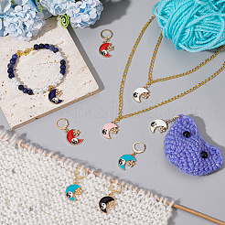 Луна из сплава эмали с маркерами петель с замком в виде звезды и инь-янь HJEW-PH01707