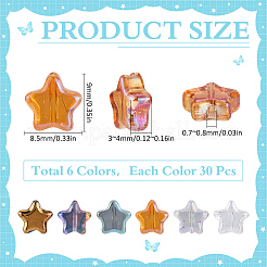 180шт 6 цвета гальванические стеклянные бусины EGLA-SC0001-37