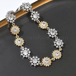 Messing-Gliederkettenarmbänder mit Mikropflaster und klarem Zirkonia für Damen&nbsp;BJEW-C156-06B-GP