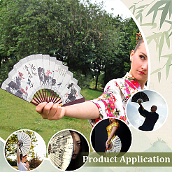 3шт 3 стиля бамбук с тканевым складным веером AJEW-PH0006-46