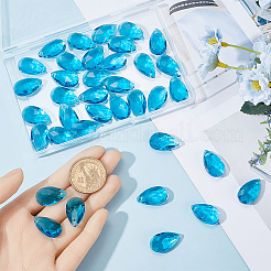 40шт граненые стеклянные подвески в форме капли GLAA-SP0001-11D