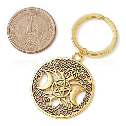 合金キーホルダー  合金リング付き  スター＆ムーン  アンティーク黄金  6.5cm&nbsp;KEYC-JKC01009-01