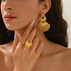 Винтажные комплекты серег-гвоздиков и колец-манжет в форме лунного веера из сплава Ближнего Востока для женщин&nbsp;JG6139