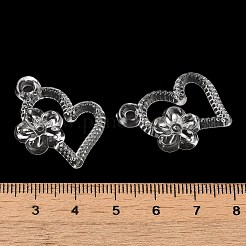 バレンタインデーの透明アクリルパーツ  ハートと花のチャーム  透明  24x26x4mm  穴：2.5mm  約602個/500g&nbsp;TACR-G048-02B