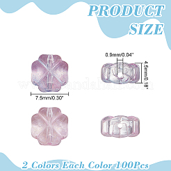 200шт 2 цвета прозрачные стеклянные бусины&nbsp;GLAA-WR0001-16