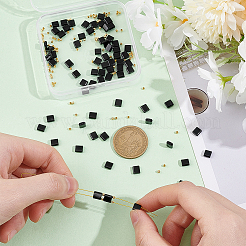 1 нить прямоугольных бусин из натурального черного оникса (окрашенных и нагретых)&nbsp;G-NB0005-54B