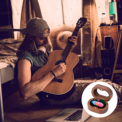 1 шт. овальные деревянные коробки для хранения медиаторов с магнитными крышками с видимым окошком OBOX-DC0001-04